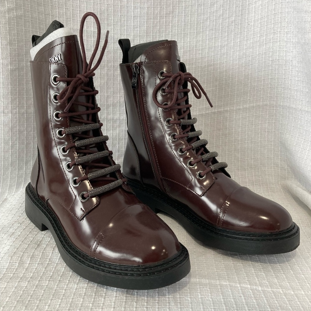 (NIB) Women’s DKNY Malaya Lace-Up Combat Booties - Picture 3 of 7